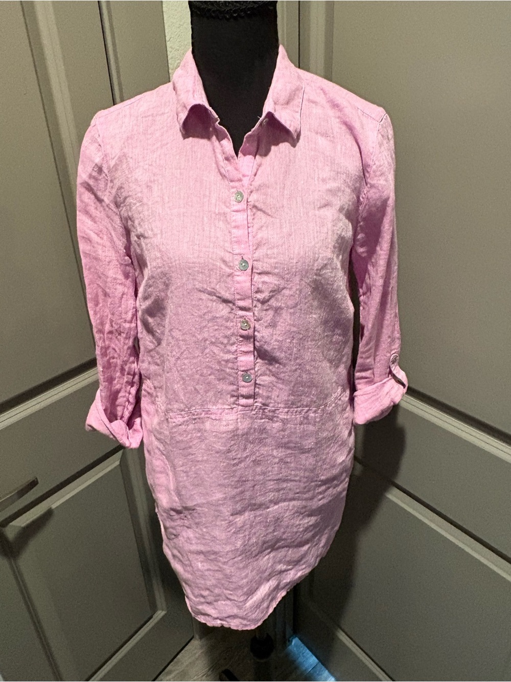 J. Jill Pink Linen Button Tunic